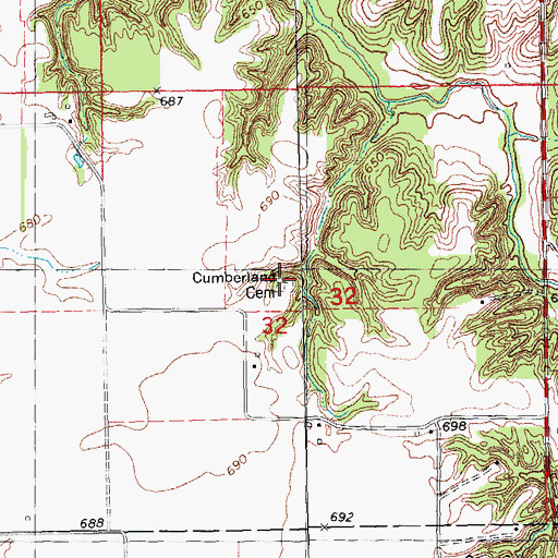 Topographic Map of Cumberland Cemetery, IL