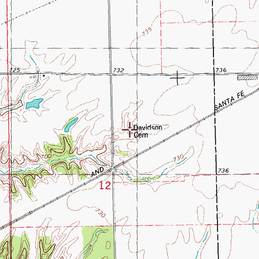 Topographic Map of Davidson Cemetery, IL