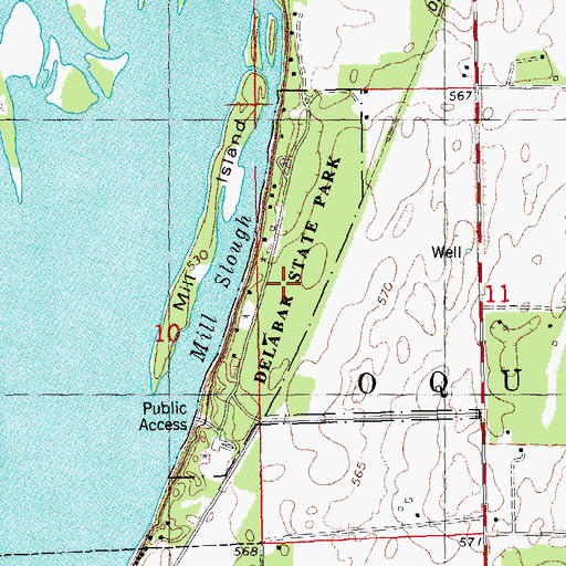 Topographic Map of Delabar State Park, IL