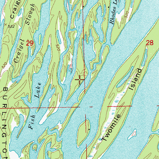 Topographic Map of Pin Oak Point, IL