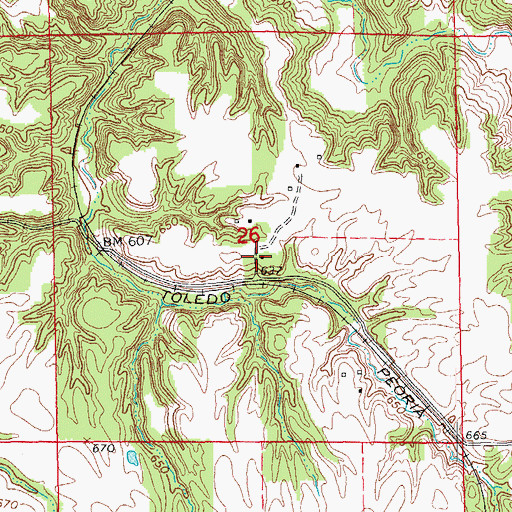 Topographic Map of Pleasant Grove School (historical), IL