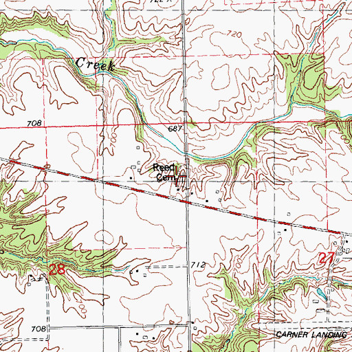 Topographic Map of Reed Cemetery, IL