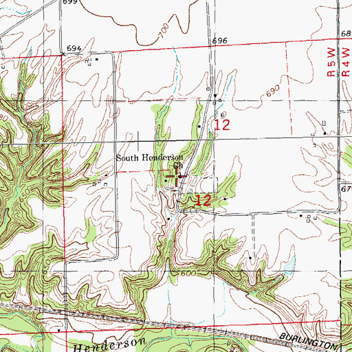 Topographic Map of South Henderson Church, IL