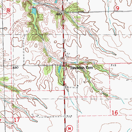 Topographic Map of Stockton Cemetery, IL