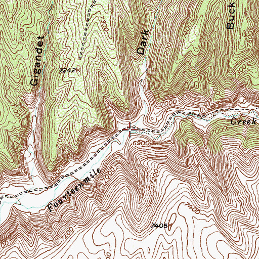 Topographic Map of Dark Canyon, CO