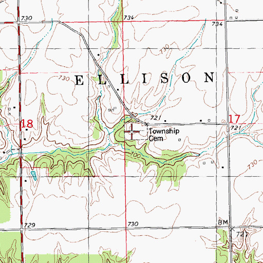 Topographic Map of Township Cemetery, IL