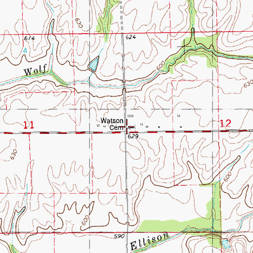 Topographic Map of Watson Cemetery, IL