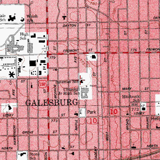 Topographic Map of Bateman School, IL