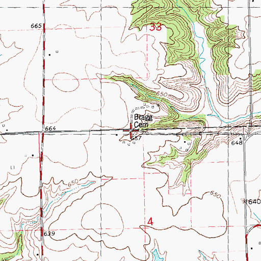 Topographic Map of Elias Bragg Cemetery, IL