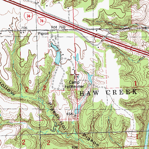 Topographic Map of Camp Feltheimer, IL