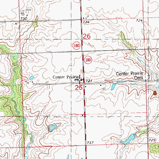 Topographic Map of Center Prairie Church, IL