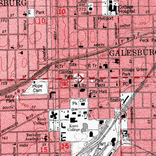 Topographic Map of Central Park, IL