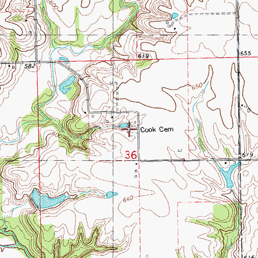 Topographic Map of Cook Cemetery, IL