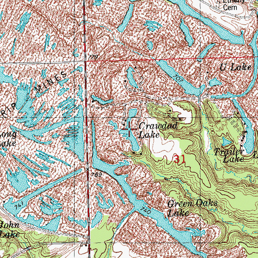 Topographic Map of Crawdad Lake, IL
