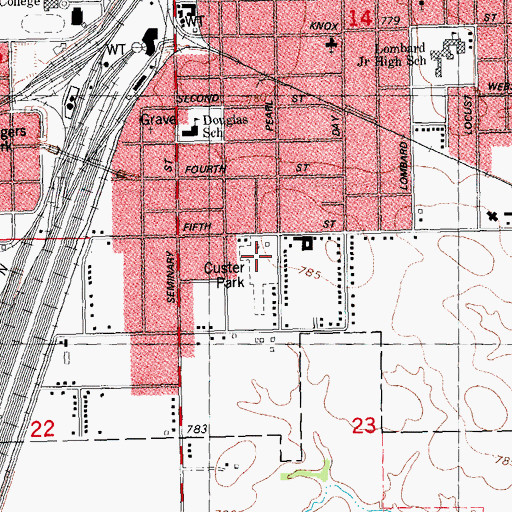 Topographic Map of Custer Park, IL