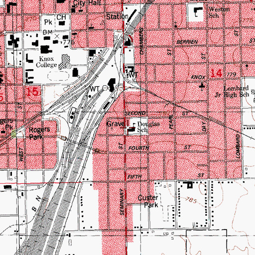 Topographic Map of Douglas School, IL