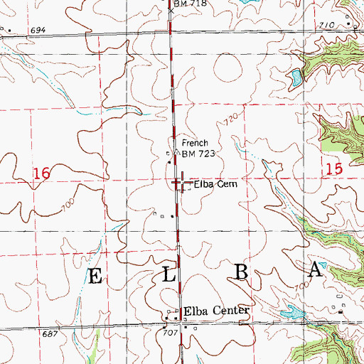 Topographic Map of Elba Cemetery, IL