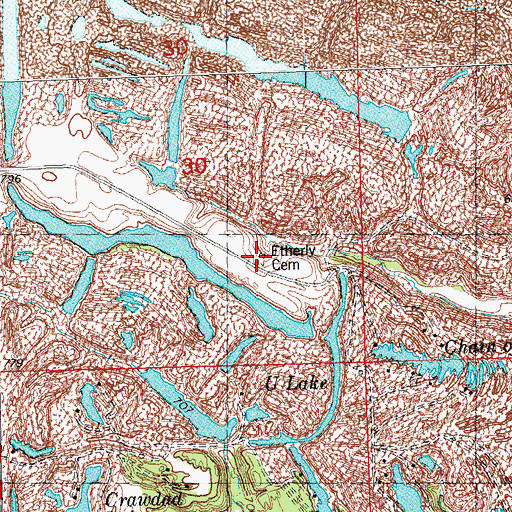 Topographic Map of Etherly Cemetery, IL