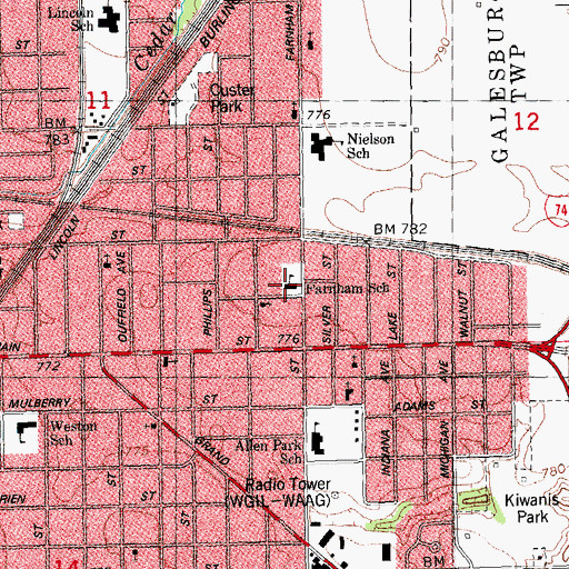 Topographic Map of Farnham School, IL