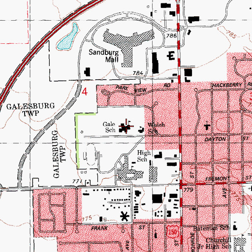 Topographic Map of Gale School, IL