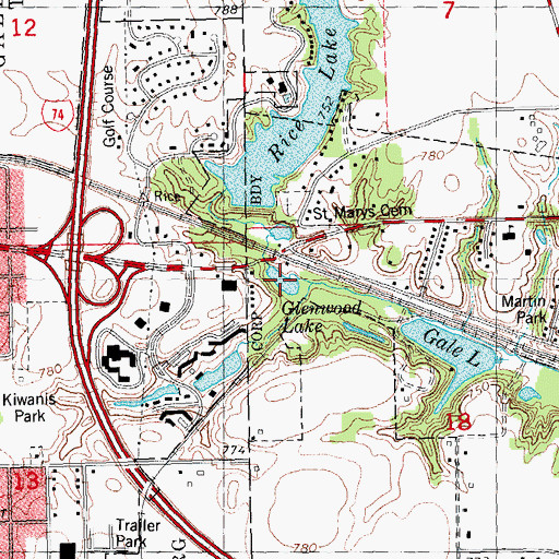 Topographic Map of Glenwood Lake, IL