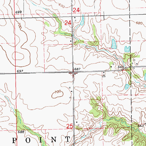 Topographic Map of Gooseneck School (historical), IL