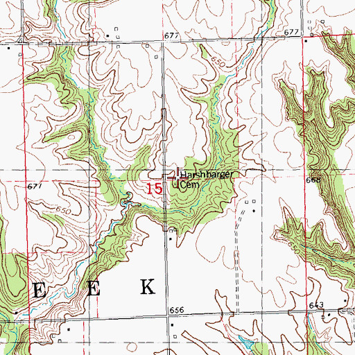 Topographic Map of Harshbarger Cemetery, IL