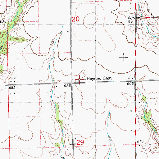 Topographic Map of Haynes Cemetery, IL