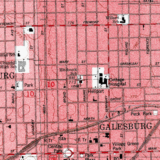 Topographic Map of Hitchcock School, IL