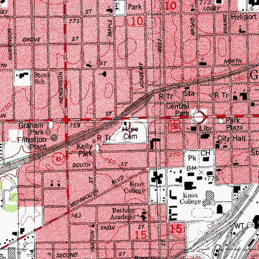 Topographic Map of Hope Cemetery, IL