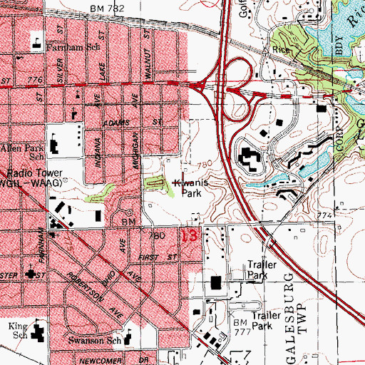 Topographic Map of Kiwanis Park, IL