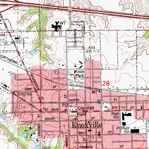 Topographic Map of Knox Park, IL