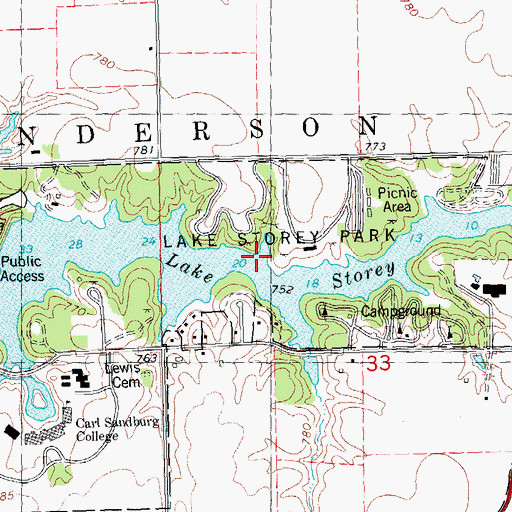 Topographic Map of Lake Storey Park, IL