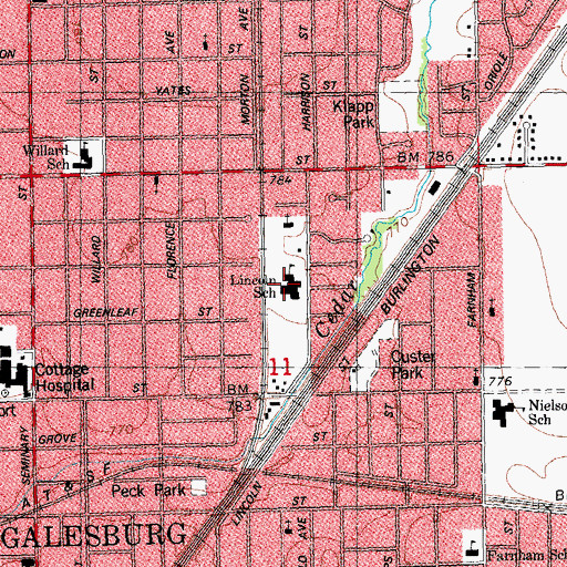 Topographic Map of Lincoln School, IL