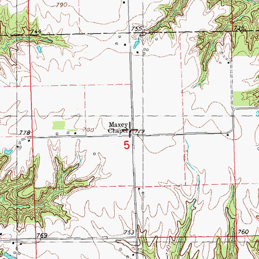 Topographic Map of Maxey Chapel, IL