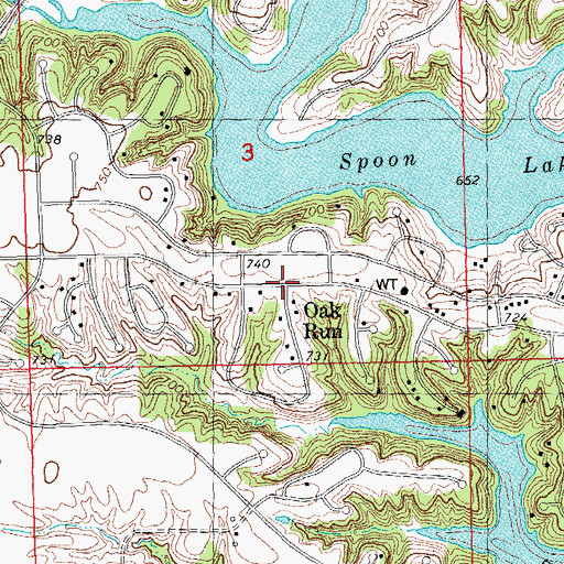 Topographic Map of Oak Run, IL