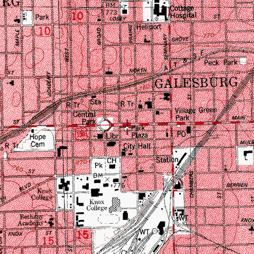 Topographic Map of Park Plaza, IL