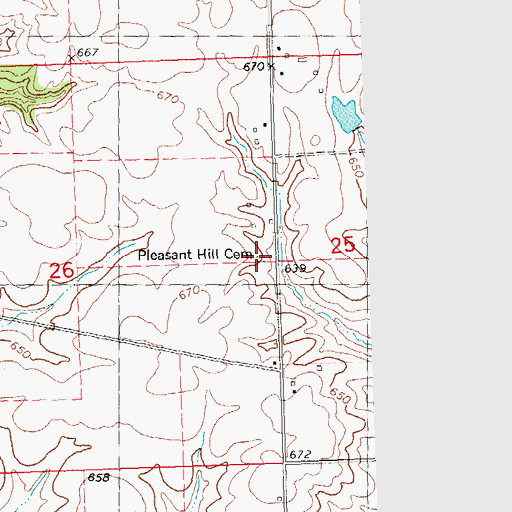 Topographic Map of Pleasant Hill Cemetery, IL
