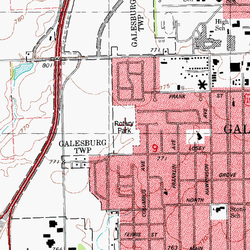 Topographic Map of Rotary Park, IL