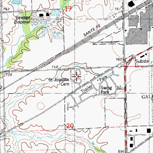 Topographic Map of Saint Josephs Cemetery, IL