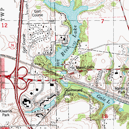 Topographic Map of Saint Marys Cemetery, IL