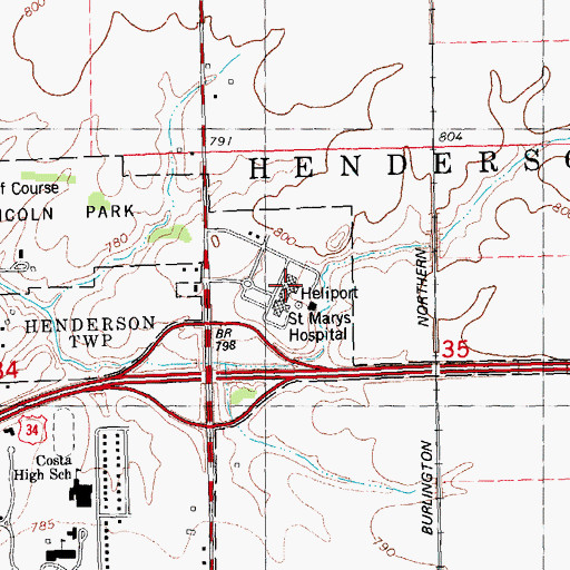 Topographic Map of OSF Saint Mary Medical Center, IL