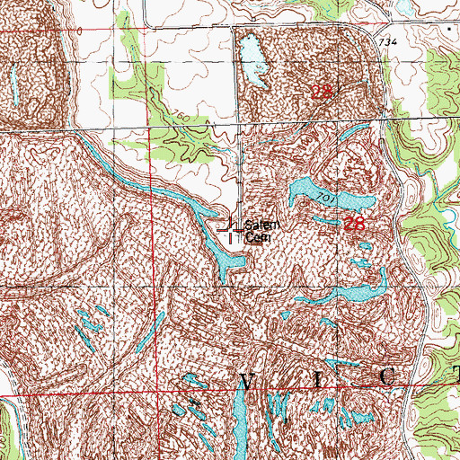 Topographic Map of Salem Cemetery, IL