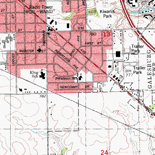 Topographic Map of Swanson School, IL