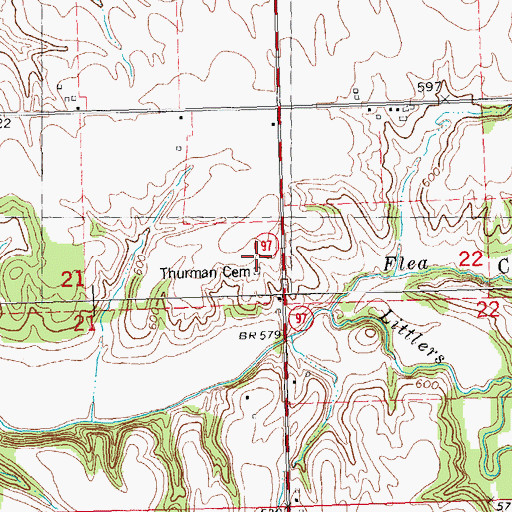 Topographic Map of Thurman Cemetery, IL