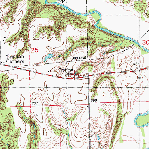 Topographic Map of Trenton Cemetery, IL