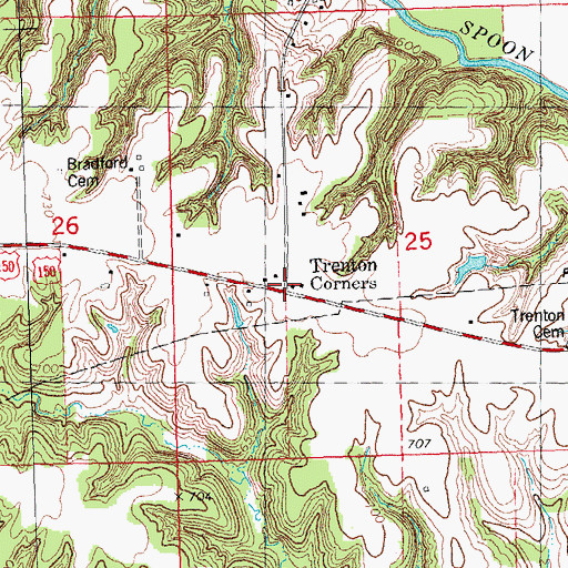 Topographic Map of Trenton Corners, IL