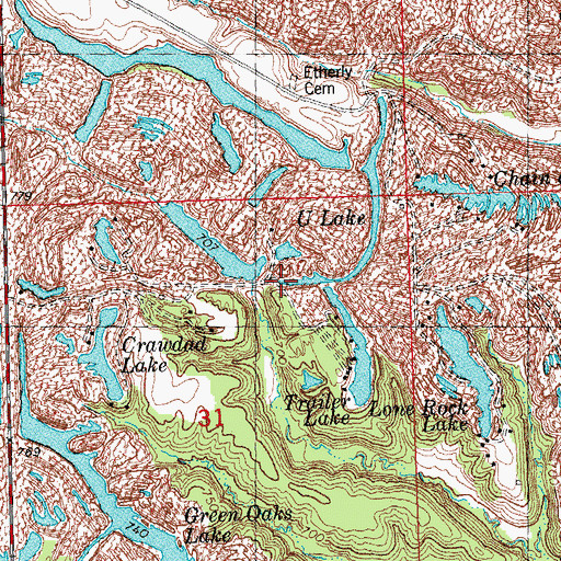 Topographic Map of U Lake, IL