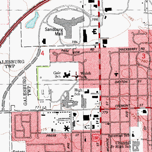 Topographic Map of Rose Hoben Welch School, IL