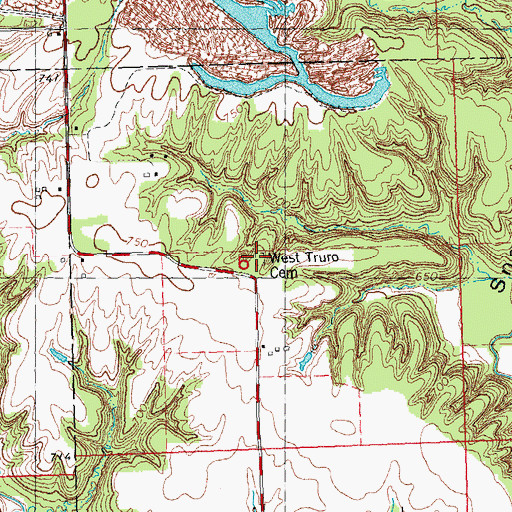Topographic Map of West Truro Cemetery, IL